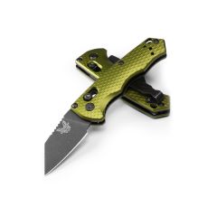 Benchmade Partial Auto Immunity Woodland Green Aluminium Handle w/Cobalt Black Blade Finish