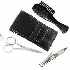 Alpen Moustache Set 3 Piece w/Nail Clipper Black Case 