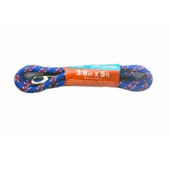 Braided Dog Leash 3/8" X 5 ft w/Swivel Snap-Hook & Handle Blue w/White & Red Tracer