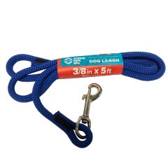 Braided Dog Leash 3/8" X 5 ft w/Swivel Snap-Hook & Handle Blue Adventure