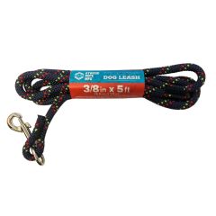 Braided Dog Leash 3/8" X 5 ft w/Swivel Snap-Hook & Handle Blue w/Red & Green Tracer