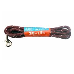 Braided Dog Leash 3/8" X 5 ft w/Swivel Snap-Hook & Handle Cayenne w/White Tracer