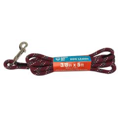 Braided Dog Leash 3/8" X 5 ft w/Swivel Snap-Hook & Handle Maroon w/Teal & White Tracer