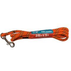 Braided Dog Leash 3/8" X 5 ft w/Swivel Snap-Hook & Handle Orange w/Yellow & Black Tracer