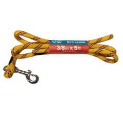 Braided Dog Leash 3/8" X 5 ft w/Swivel Snap-Hook & Handle Yellow w/Orange & Black Tracer