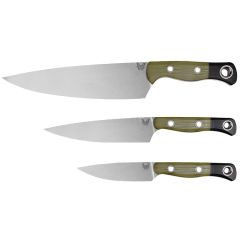 Benchmade Custom 3 Piece Cutlery Set Olive Drab Green/Black G10 Handle w/StoneWash Blade Finish