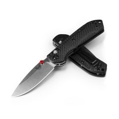 Benchmade Mini Freek Black Carbon Fiber 3K Twill Handle w/StoneWash Blade Finish