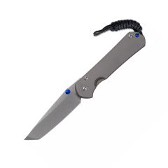 Chris Reeve Small Sebenza 31 Plain Glass Blasted Titanium Handle w/StoneWashed Tanto Blade