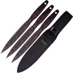 CRKT Onion Throwing Knives 3-Piece Set Black/Red w/Nylon Sheath