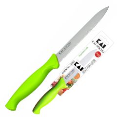 KAI Hocho Vegetable Knife Serrated Green 11 cm - Display Pack