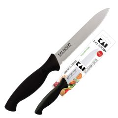 KAI Hocho Vegetable Knife Serrated Black 11 cm - Display Pack