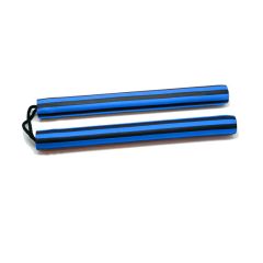 Nunchaku Black & Blue Stripes Foam w/Cord 12"