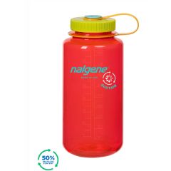 Nalgene Wide Mouth Sustain Water Bottle Pomegranate w/Lime Cap 1 L