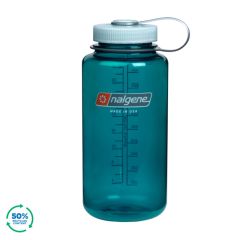 Nalgene Wide Mouth Sustain Water Bottle Trout Green w/Blue Cap 1L