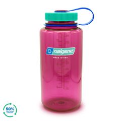 Nalgene Wide Mouth Sustain Water Bottle Electric Magenta w/Turquoise Cap 1L