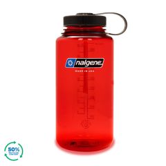 Nalgene Wide Mouth Sustain Water Bottle Red w/Black Cap 1L