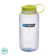 Nalgene Wide Mouth Sustain Water Bottle Clear w/Green Cap 1L