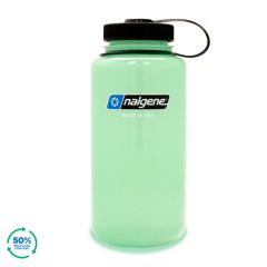 Nalgene Wide Mouth Sustain Water Bottle Glow Green w/Black Cap 1L