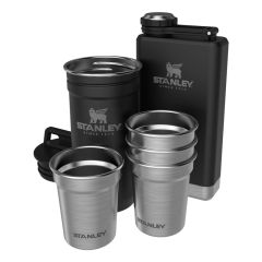 Stanley Adventure Flask .23L + Shot Glass Set Matte Black Pebble