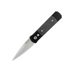 Pro-Tech Godson Auto Satin Blade Finish 3.15" w/Black Handle & Carbon Fiber Inlay