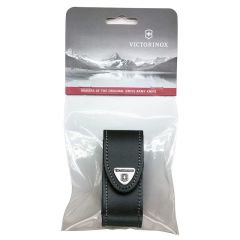 Victorinox Medium Black Leather Belt Pouch w/Hook and Loop Fastener - Blister