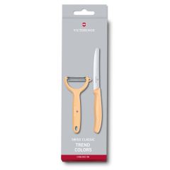 Victorinox Swiss Classic Trend Colours Paring Knife Set w/Tomato and Kiwi Peeler 2 Piece - Light Orange