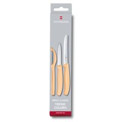 Victorinox Swiss Classic Trend Colours Paring Knife Set w/Universal Peeler 3 Piece - Light Orange