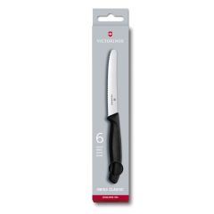 Victorinox Swiss Classic RECCE 6 Piece Steak Knife Set - Serrated Round - Black