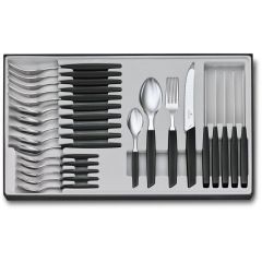 Victorinox Swiss Modern Table Set, 24 Piece w/Table Knives Black - Giftbox