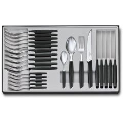 Victorinox Swiss Modern Table Set, 24 Piece w/Steak Knives Black - Giftbox