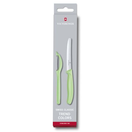 Victorinox Swiss Classic Trend Colours Paring Knife Set w/Universal Peeler 2 Piece - Light Green