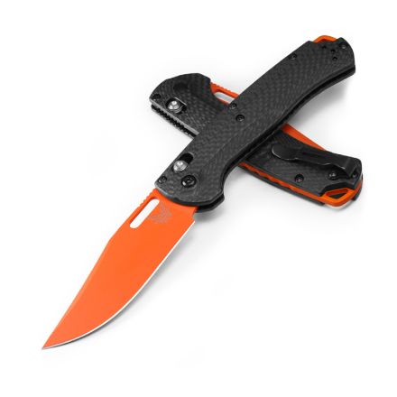 Benchmade Tagged Out Carbon Fiber Handle w/CPM-MagnaCut Steel In Orange Cerakote Blade Finish