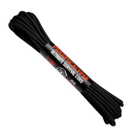 Parapocalypse Paracord 25ft w/11 Lines in Core - Black