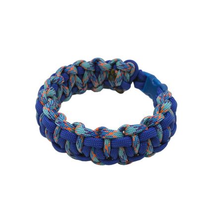 Custom Cobra Belly Weave Paracord Bracelet Extra Large - Blue w/Snake Wood Nebula 23.5 cm