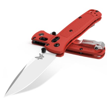 Benchmade Mini Bugout Mesa Red Grivory Handle w/Satin Blade Finish