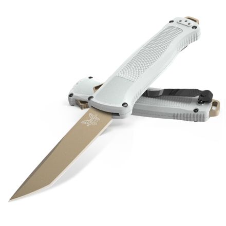 Benchmade Shootout OTF Auto Cool Grey Grivory Handle w/Flat Dark Earth PVD Blade Finish