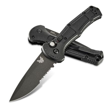 Benchmade Claymore Auto Black Grivory Handle w/Partially Serrated Cobalt Black Cerakote Blade Finish