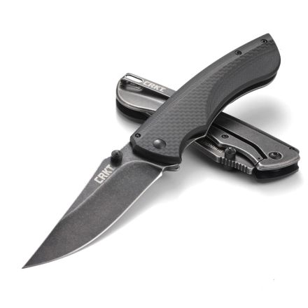 CRKT Burnout G-10/Carbon Fibre OutBurst Assisted Opening w/Black StoneWash Blade