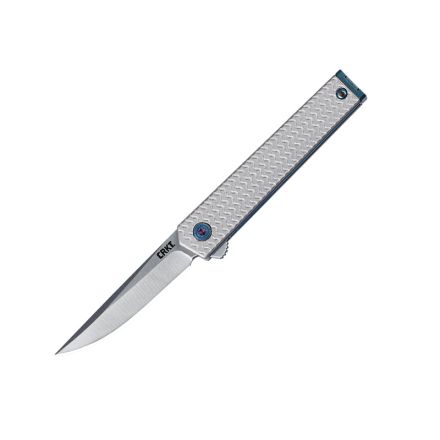 CRKT CEO MicroFlipper Silver Aluminium Handle w/Satin Blade Finish