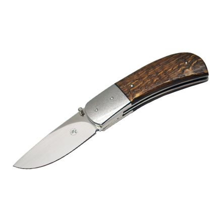 Harris Engelbrecht Medium Liner Lock Folder - Bog Oak Wood w/Knurled Stainless Bolster