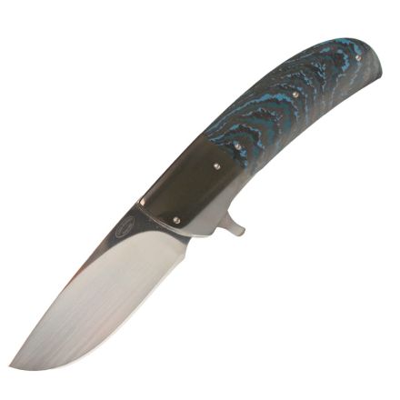 Arno Kotzee Flipper Blue Storm Fat Carbon Fiber Handle w/Zirconium Bolsters