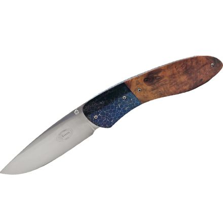 Christo Oosthuizen Gentleman's Folder Maple Wood Handle w/Nebula Damascus Bolster