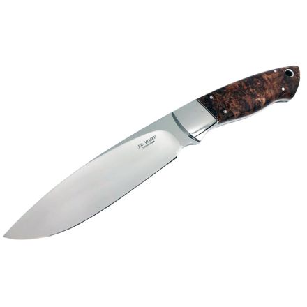 Japie Visser Large Drop Point Hunter w/Maple Burl Wood