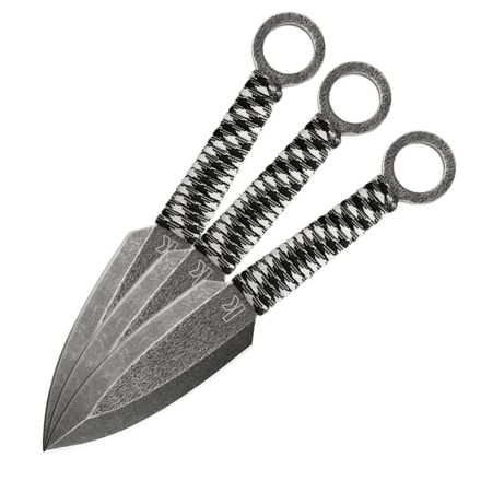 Kershaw Ion 3 Piece Throwing Knife Set - White & Black w/Double Edged BlackWash Blade Finish