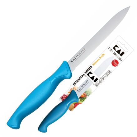 KAI Hocho Kitchen Knife Plain Blue 11 cm - Display Pack