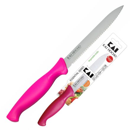 KAI Hocho Vegetable Knife Serrated Pink 11 cm - Display Pack