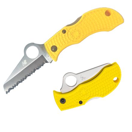 Spyderco Manbug Salt Yellow FRN w/H-2 Serrated Blade 