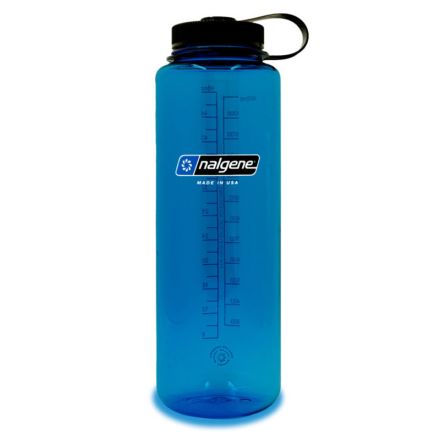 Nalgene Wide Mouth Sustain Silo Water Bottle Blue w/Black Cap 1.4L