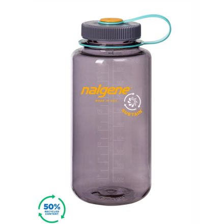 Nalgene Wide Mouth Sustain Water Bottle Aubergine w/Aubergine Cap 1 L