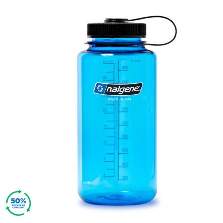 Nalgene Wide Mouth Sustain Water Bottle Slate Blue w/Black Cap 1L